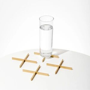 Fruitsuper Solid Brass Lift Coasters Set of 4 Modern Minimalist Drink Coasters